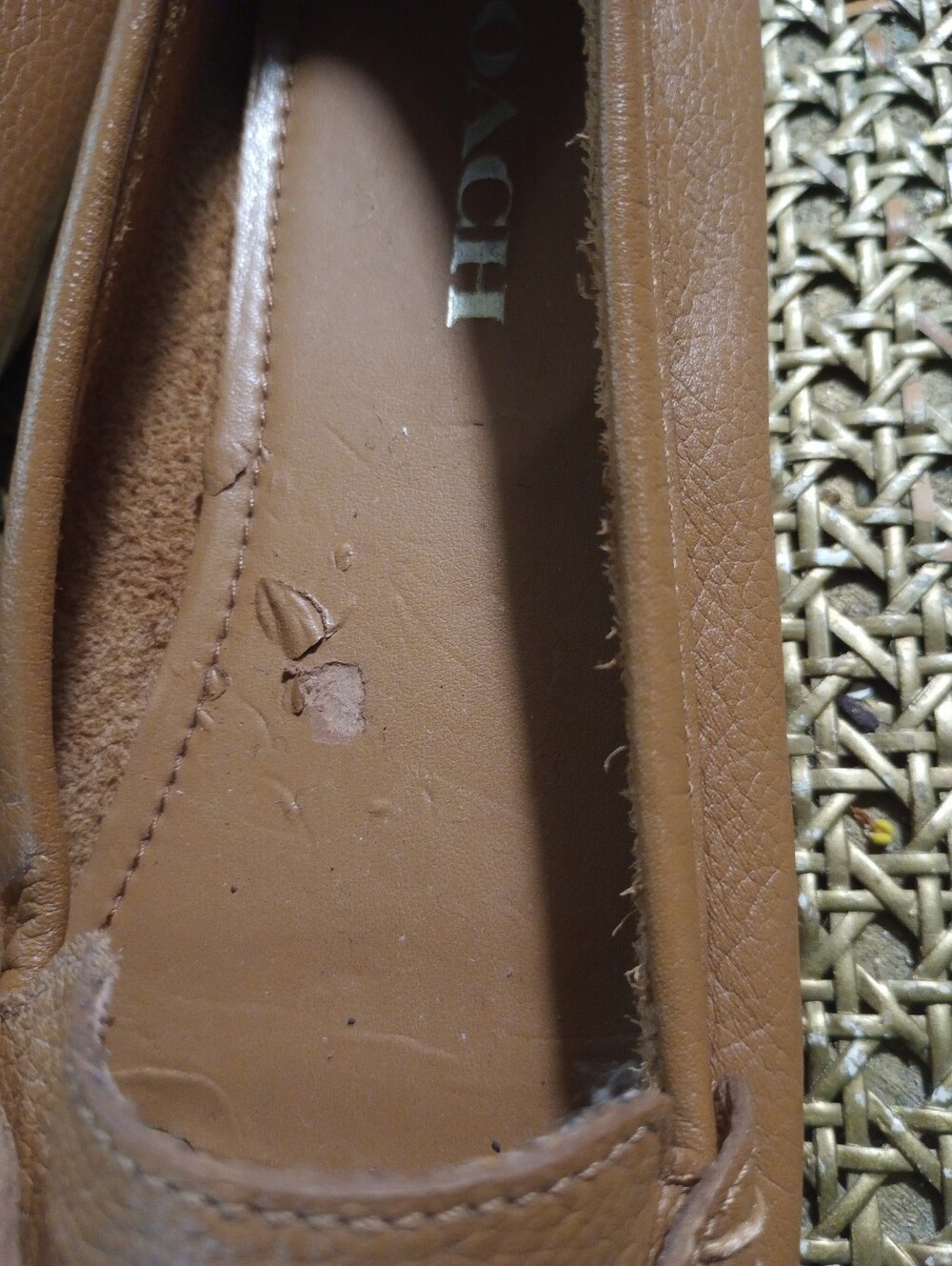 Coach Women's Caramel/Tan Pebbled Leather Driving Loafers - Picture 3 of 3